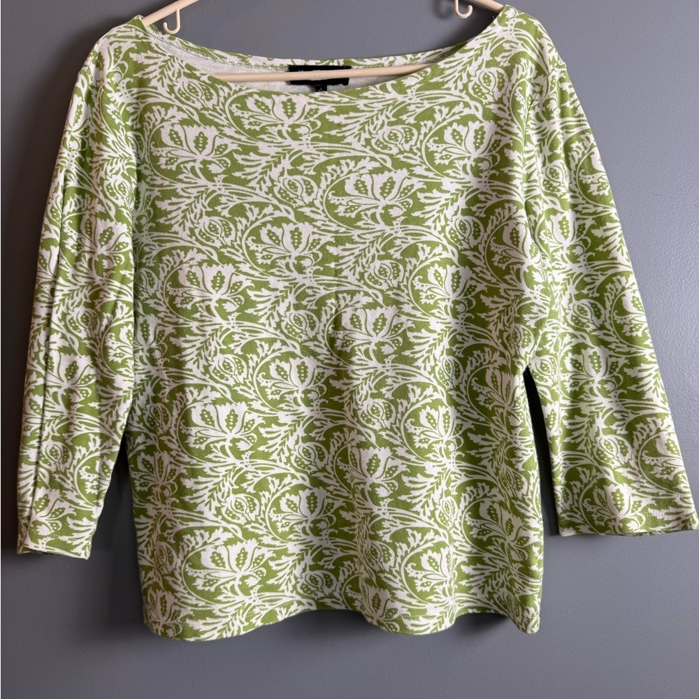 Jones New York 100% Cotton 3/4 Sleeve Top Womens Sz L